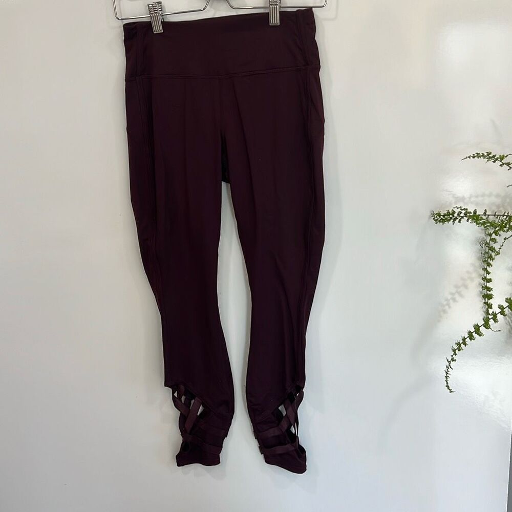 Active Life Laceā Up Ankle Leggings Burgundy Small